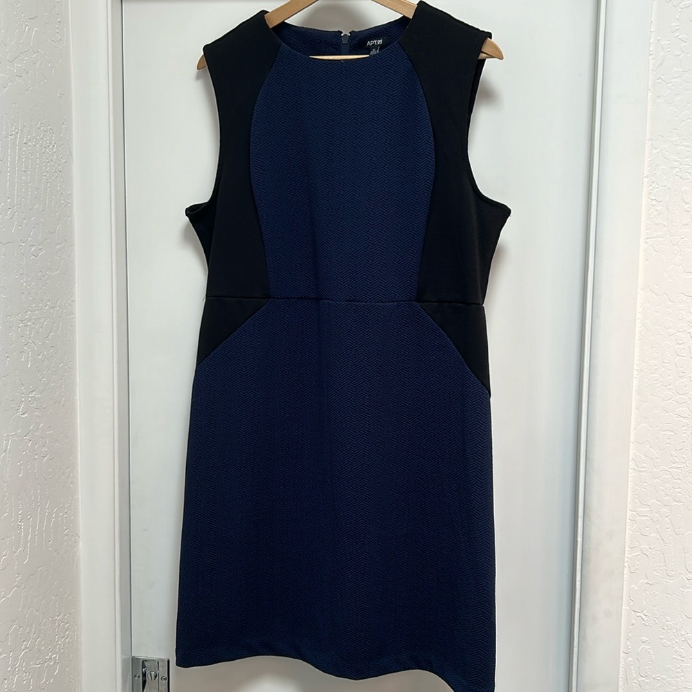 Apt. 9 Navy & Black Colorblock Textured Sheath Midi Dress Sleeveless XL